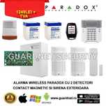 Alarma wireless Paradox cu 2 detectori contact si Sirena Ext