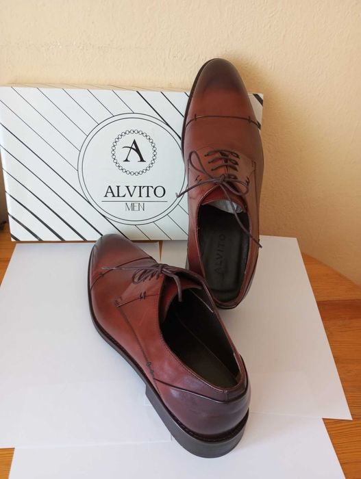 Мъжки, официални обувки Alvito от кафява кожа