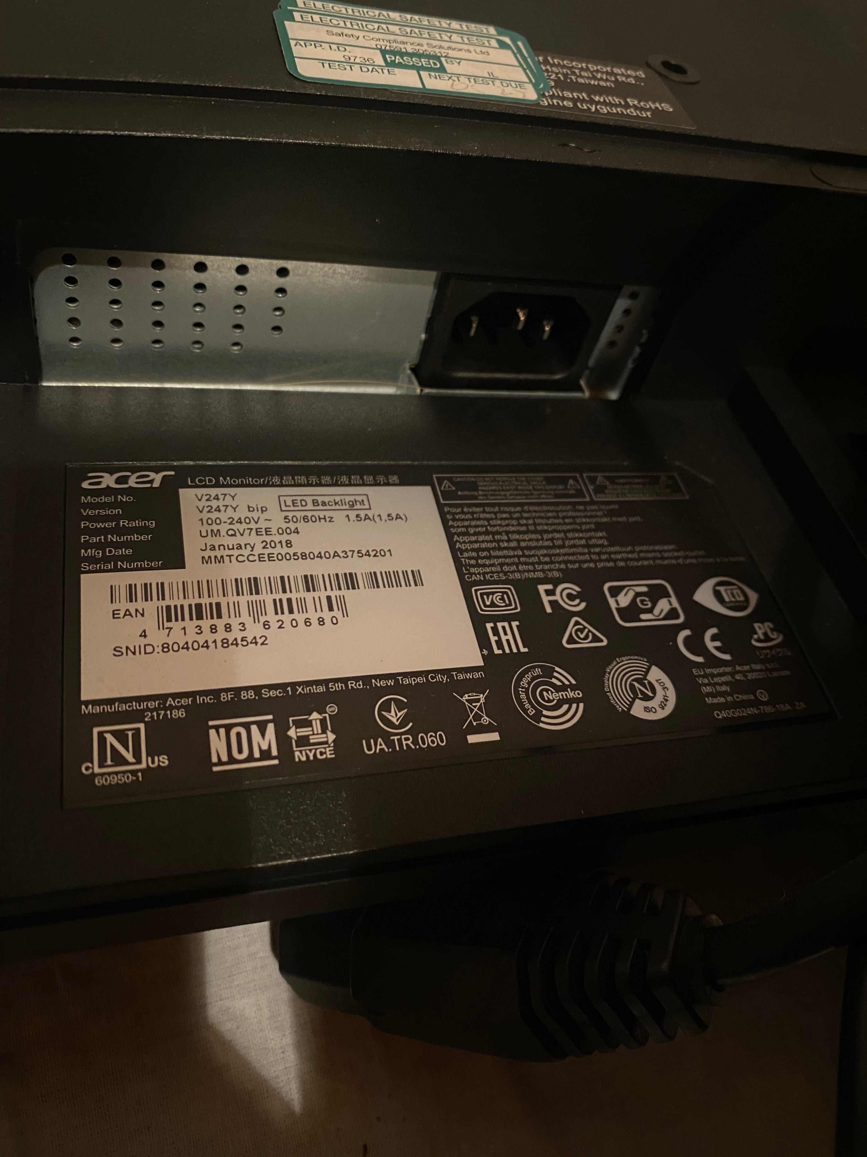 Монитор Acer V247Y, 23.8"