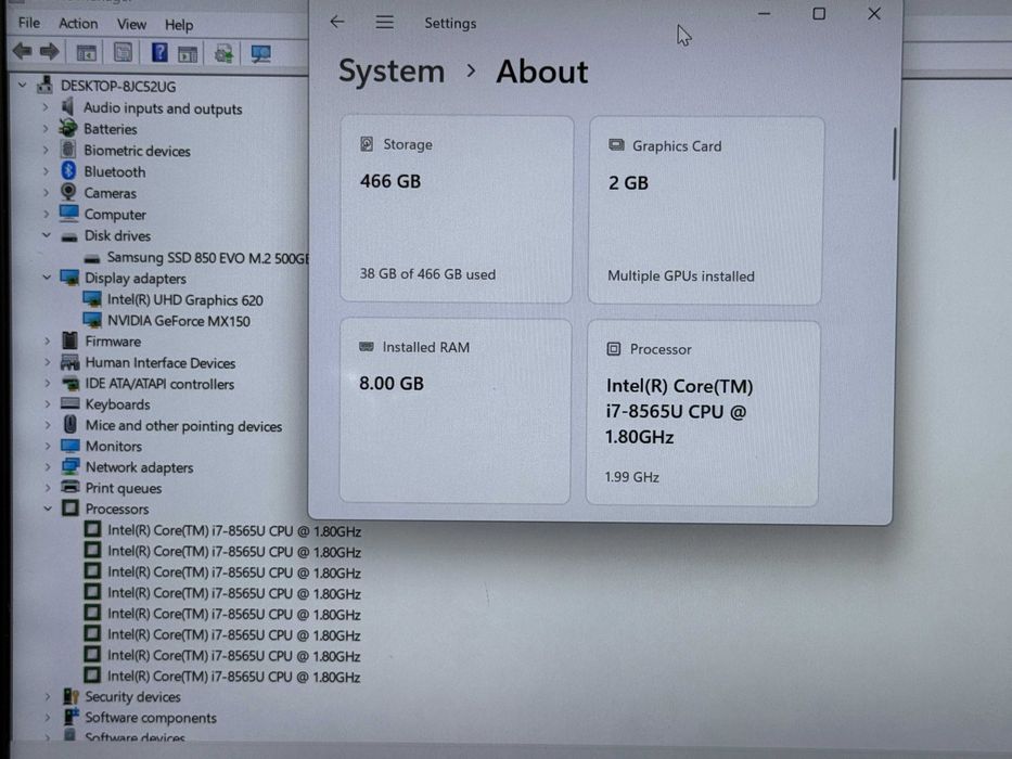 Asus ZenBook 14`i7-8565U/Nvidia MX150/512GB NVMe/8GB RAM/Full HD IPS