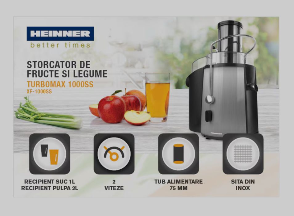 Storcator Heinner XF-1000SS, 1000 W, cu accesorii! Perfect functional!