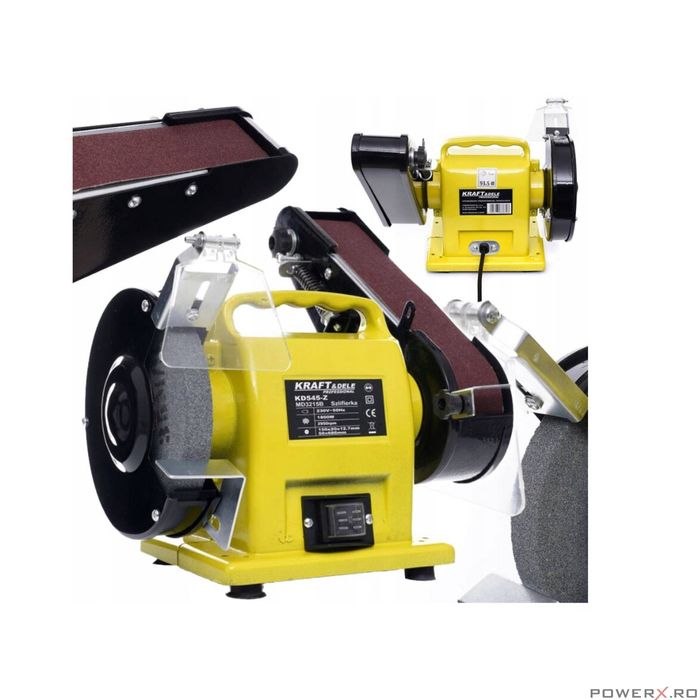 Polizor cu piatra si banda abraziva smirghel, 1800 W, 220V, Kraft