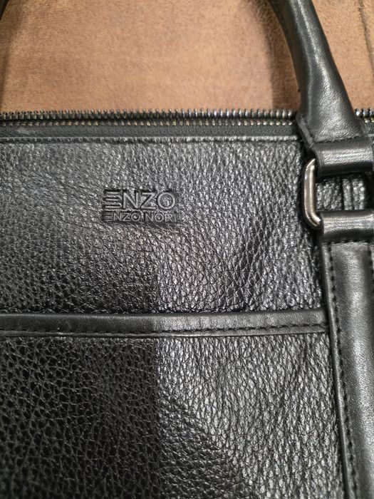 Кожена бизнес чанта /за лаптоп/  ENZO NORI + кожен портфейл ENZO NORI