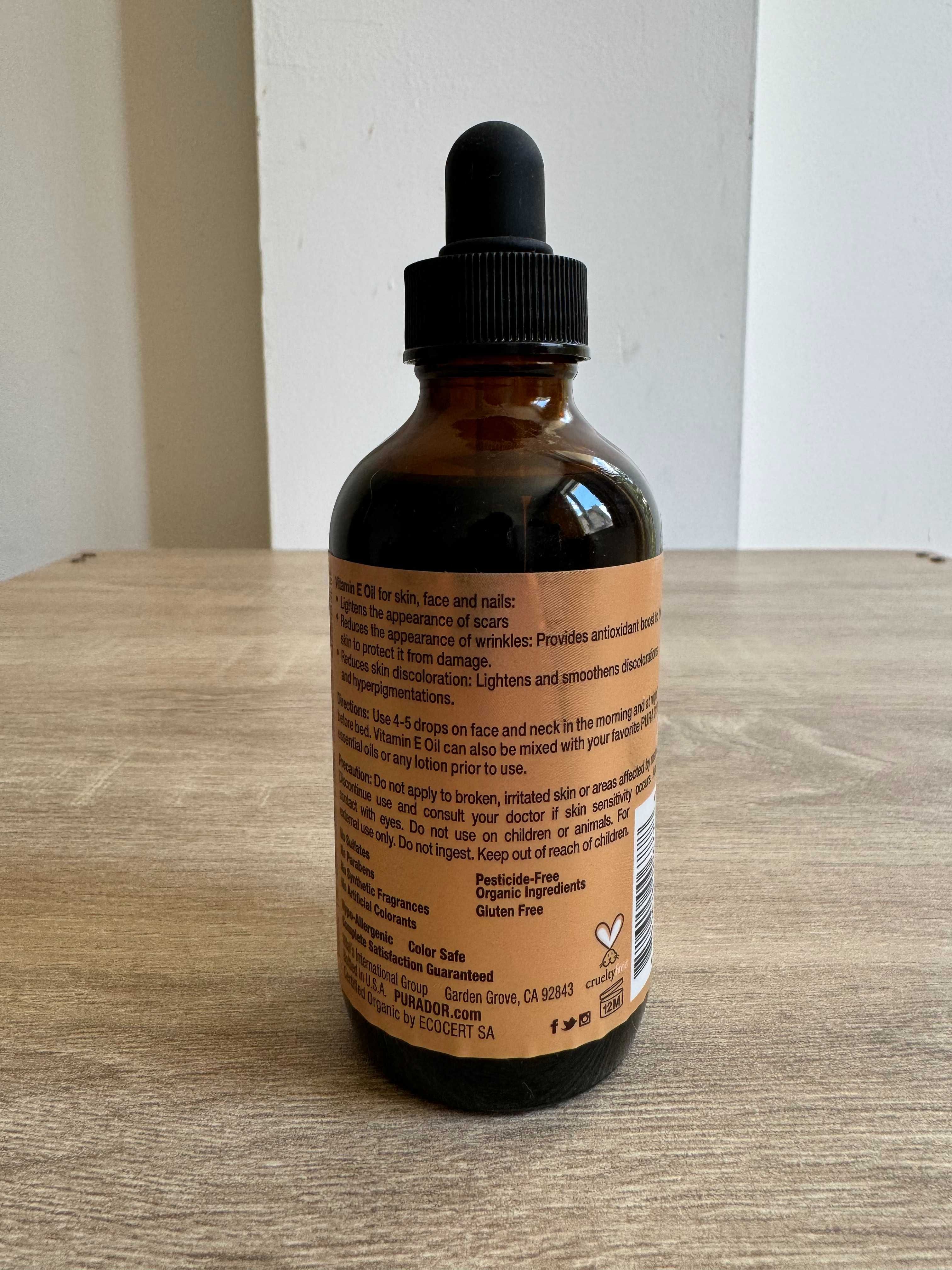 Pura D'or – био масло Витамин Е (Vitamin E Oil), 118 мл., олио, лосион