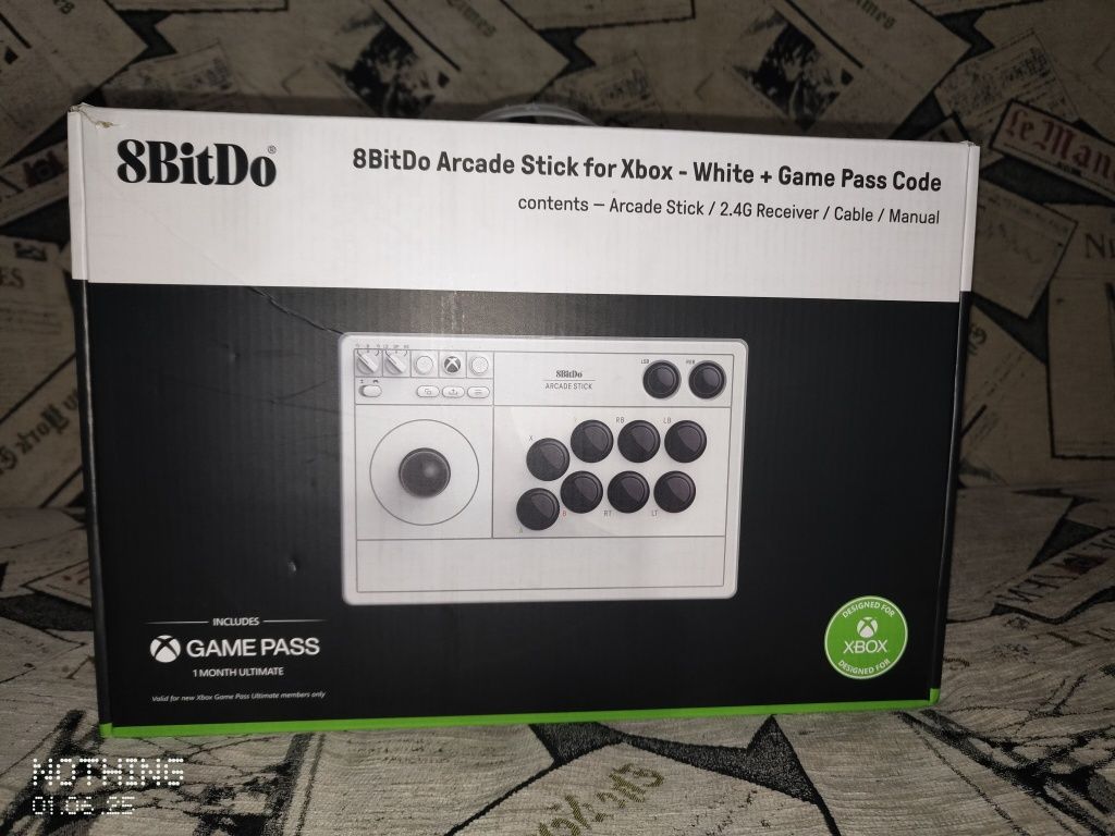 Controller wireless 8BitDo - Arcade Stick, alb
