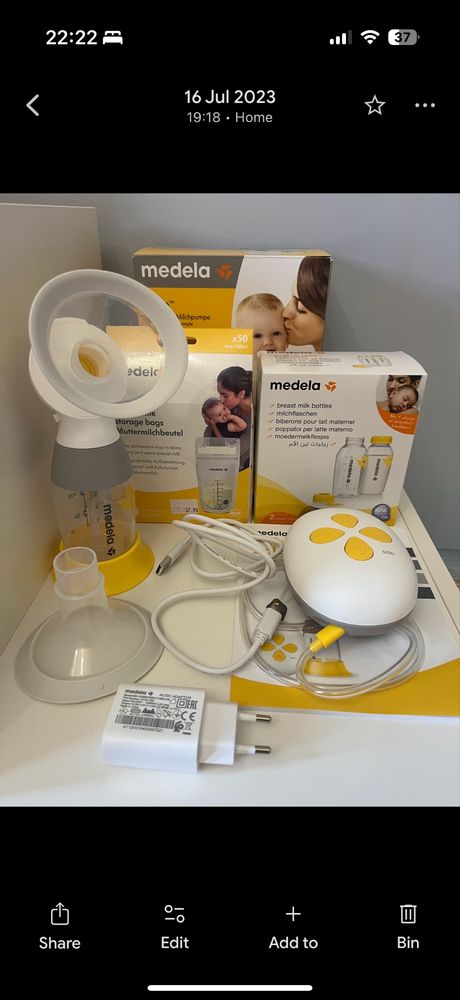 Помпа Medela Solo, пликове за кърма, допълнителни шишета и фуния