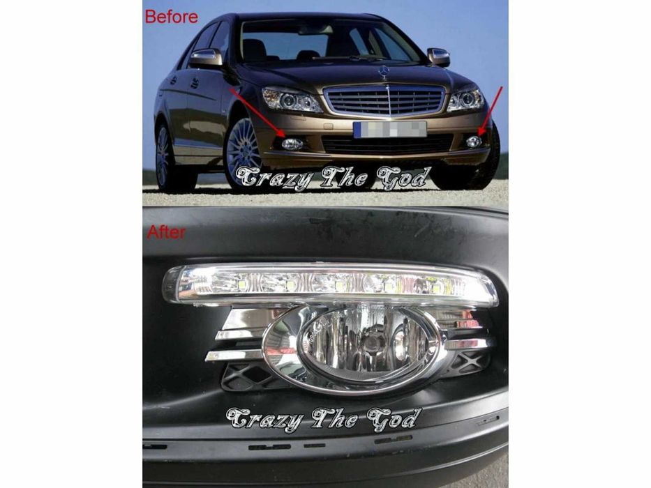 Капаци халогени с ЛЕД дневни светлини Мерцедес 204 LED Mercedes W203