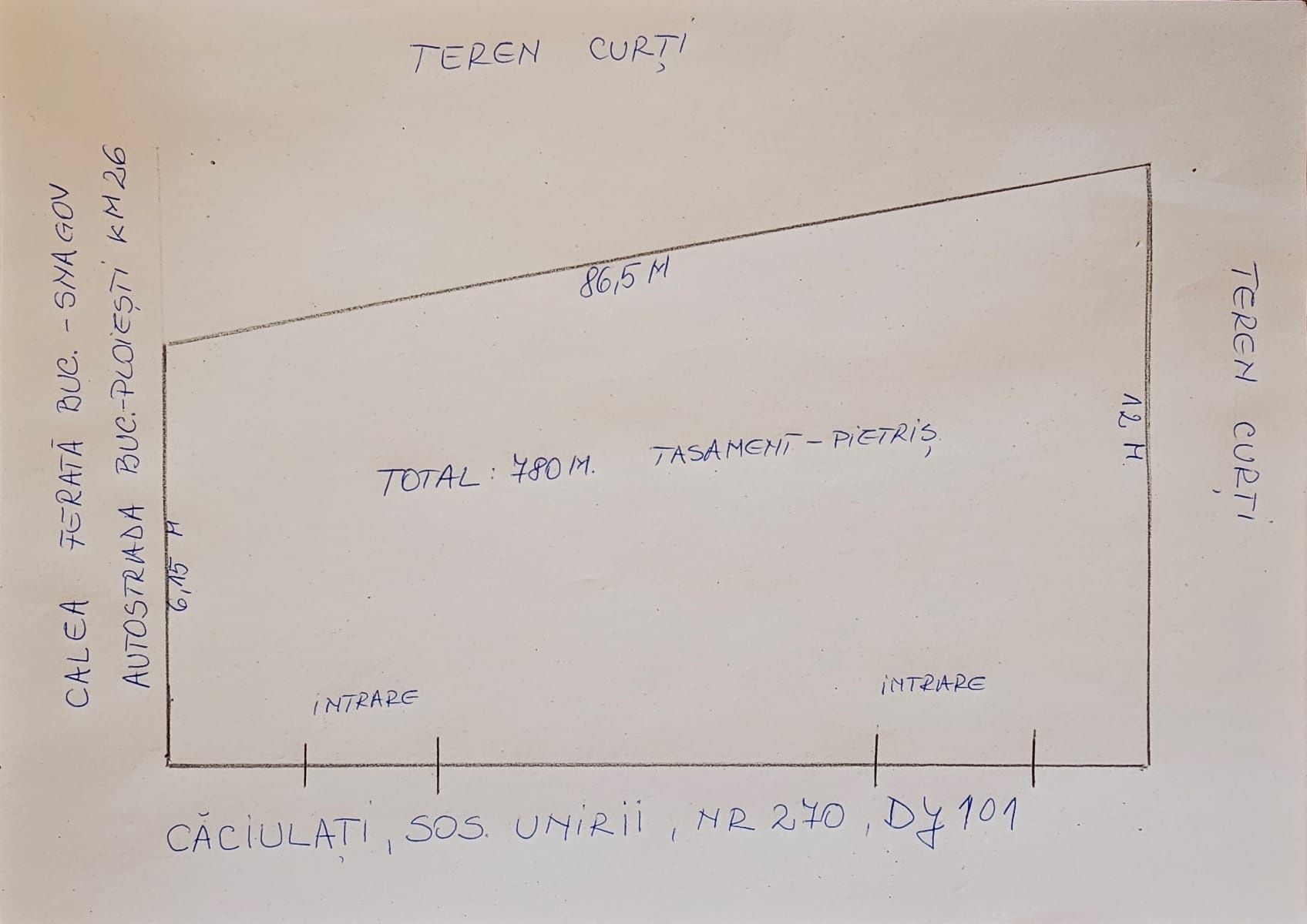 Închiriez Teren Intravilan Stradal Căciulati Ilfov