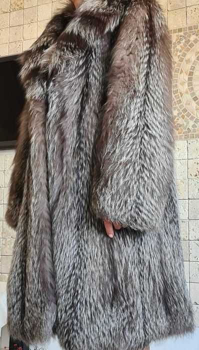 Blana lux Italia vulpe naturala super dama argintie bogata haina lunga