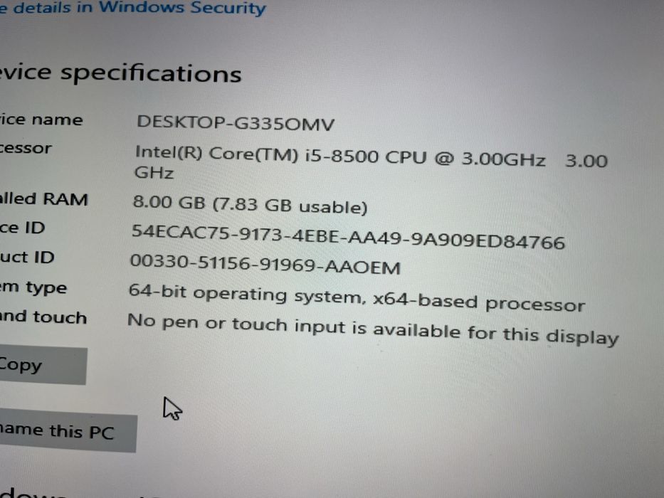 PC Dell Optiplex 3060 Core i5 8500 8GB RAM GeForce 210 licenta Win Pro