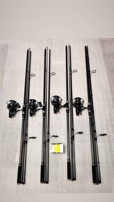 SET 4 LANSETE 3 SEGMENTE 3.90M 3.75LBS + 4 Mulinete EagleKing 6000
