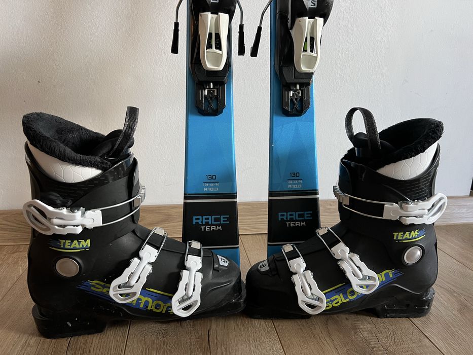 Schiuri elvetiene STOKLI RACE TEAM 130 cm cu legaturi SALOMON