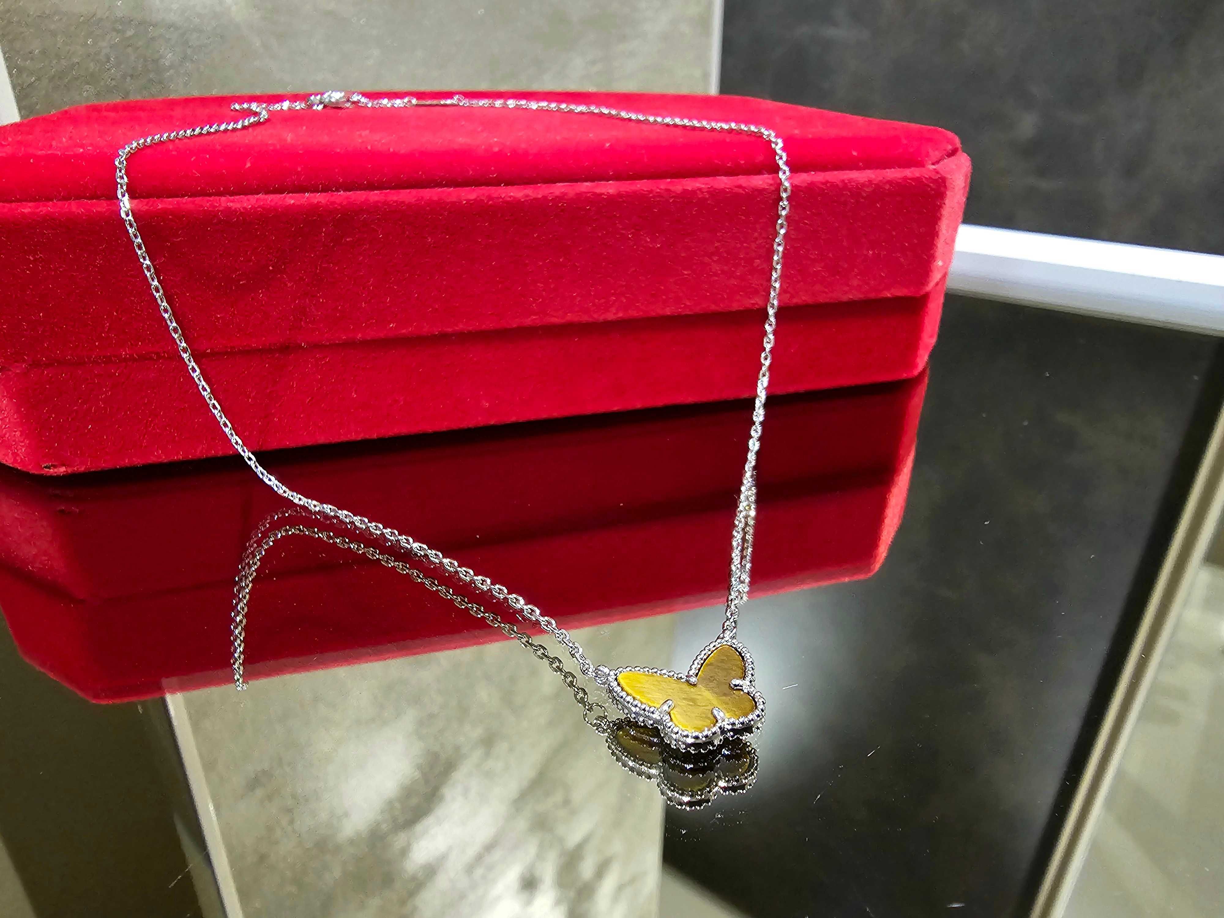 Van Cleef & Arpels VCA Silver Alhambra Tiger Butterfly Дамско Колие