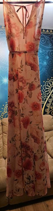 Rochie florala de vara ,roz, marimea 38