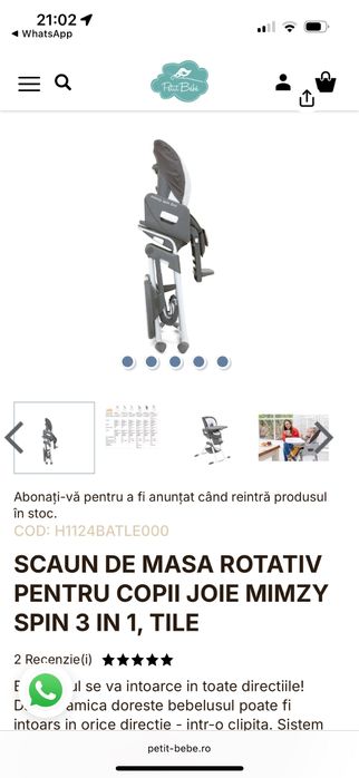 scaun masa joie  mimzy SPIN 3 IN 1