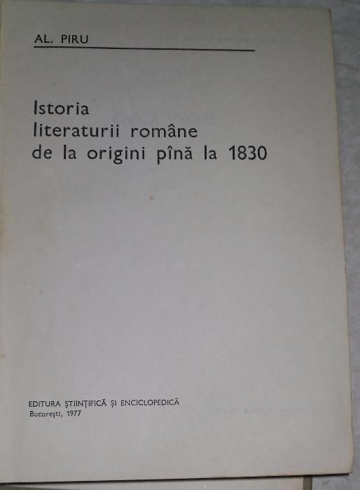 al piru istoria literaturii romane de la origini pana la 1830