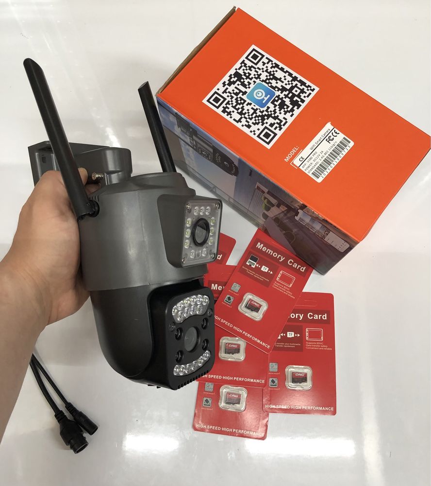 Camera Rotativa Supraveghere 2 Lentile 6Mp Long IR Color IP66 Sd-64Gb