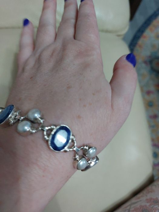 Vând brățară superba cu safire, perle si argint 925