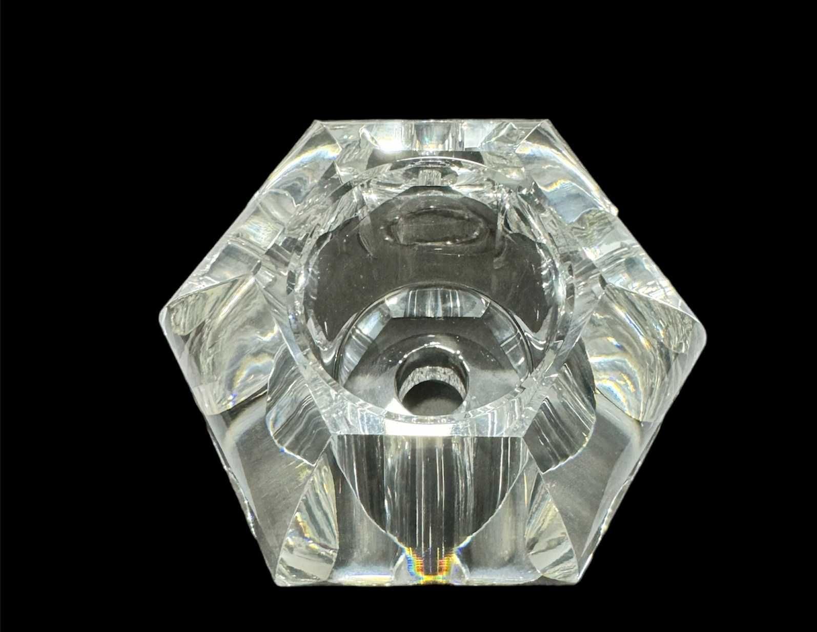 Sfesnic in Cristal Bohemia, nou, pentru lumanari 45mm, obiect rar