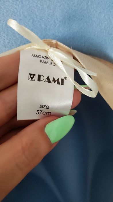 Palarie dama, bleu, cu bor lat