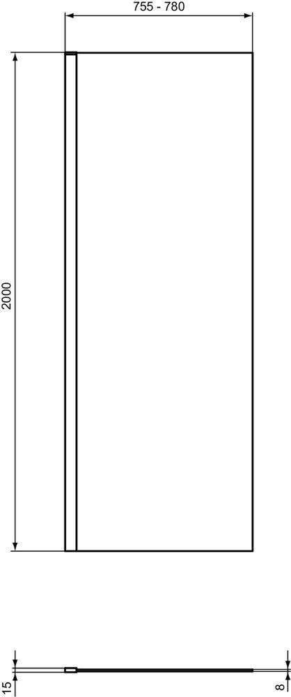 Perete/Paravan dus Ideal Standard Connect 2 80 cm , profil crom