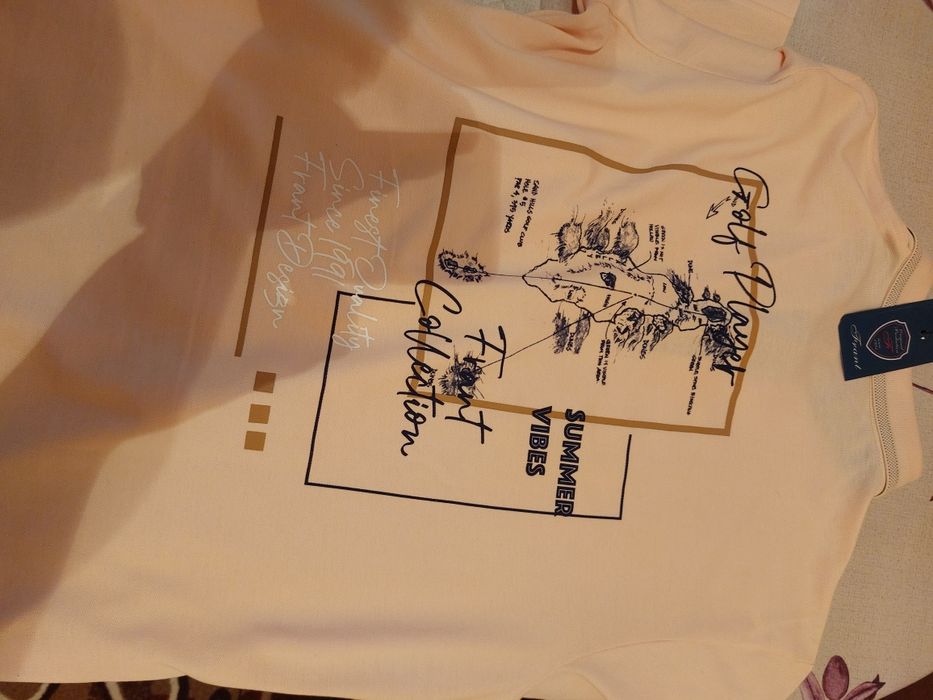 Polo shirt Xxl с плетена яка и принт гръб