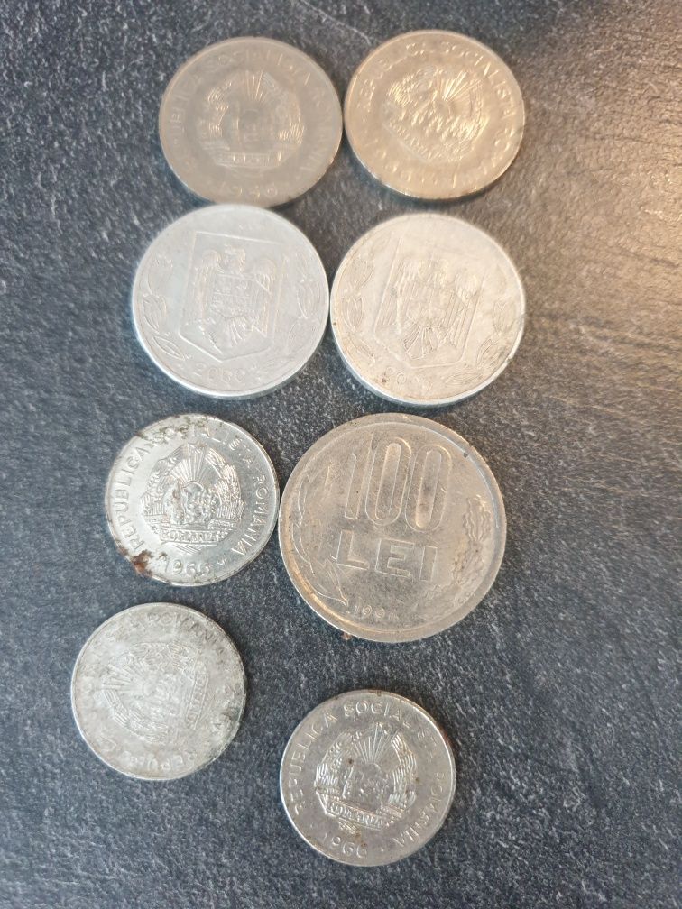 Monede pentru colecționari 1 leu(1966)100lei(1994)500lei(2000)25 bani(