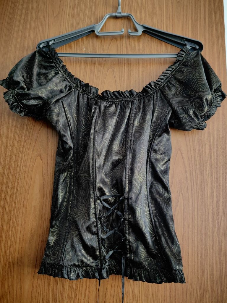 Bluza tip corset cu mâneci bufante