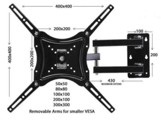 Подвижна стойка за телевизор за стена 14-55"инча стойки въртяща 50кг