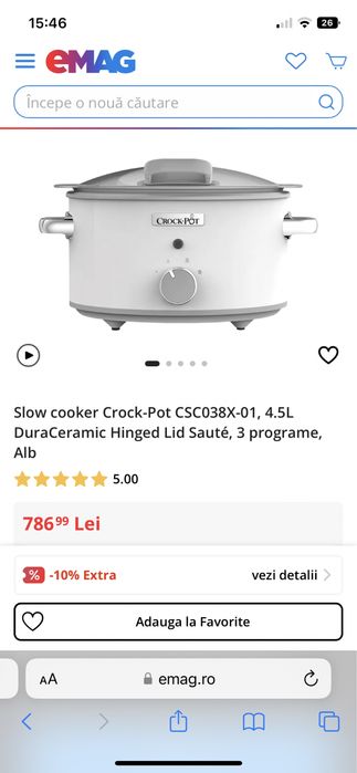 Oală Crockpot DuraCeramic Alb