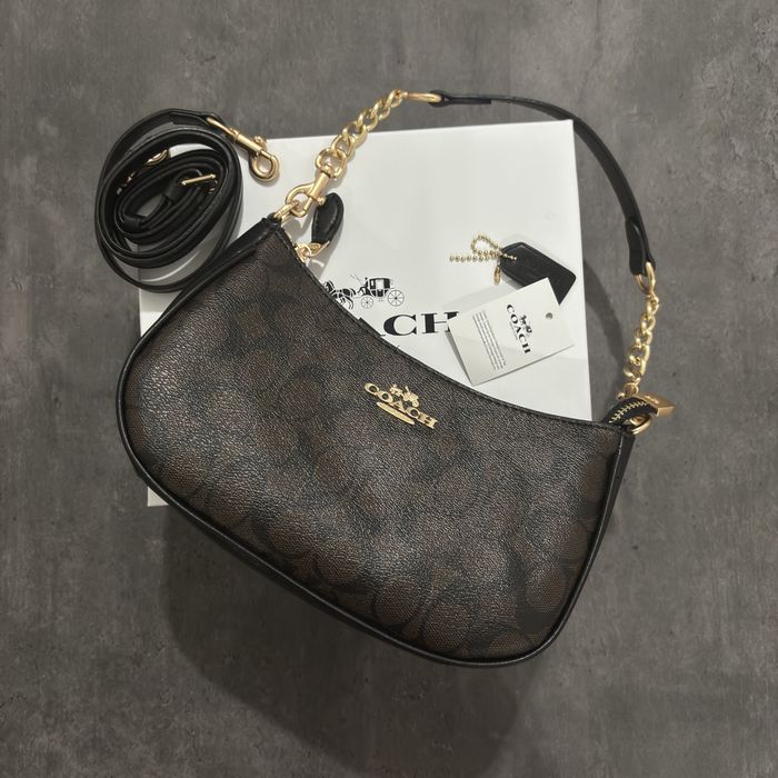 Coach Teri Brown Canvas - Дамска Чантичка