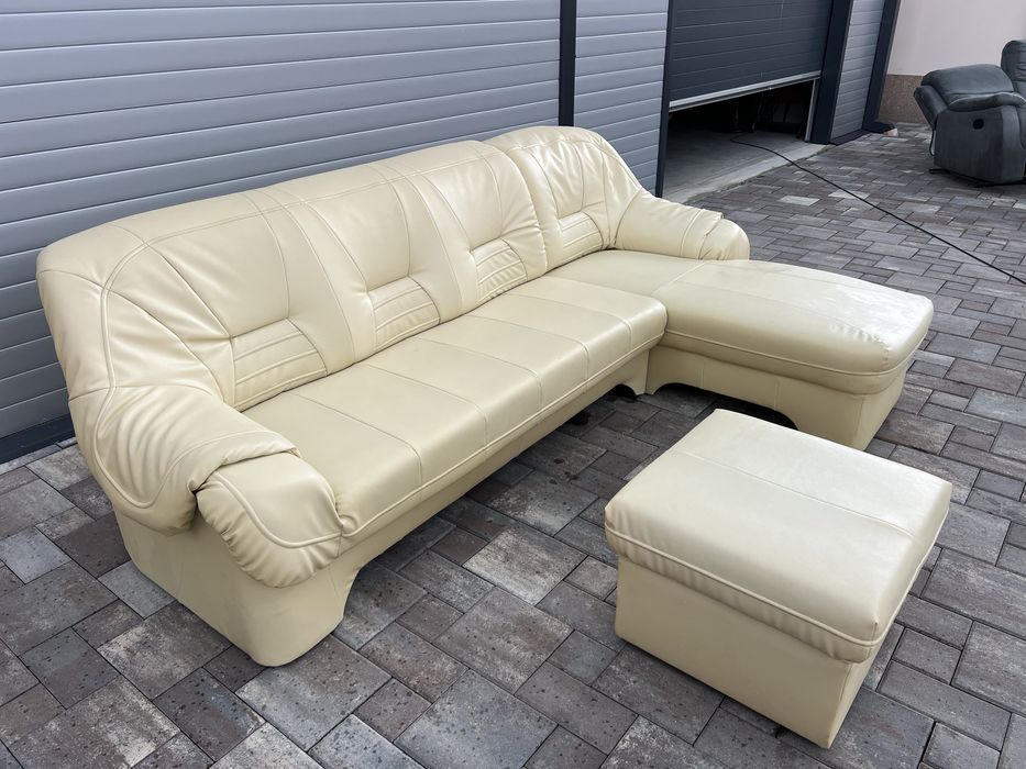 Coltar Living ~ Sufragerie Piele Naturala + Taburet