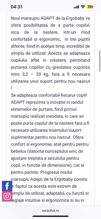 Marsupiu / sistem de purtare Ergobaby omni breeze 360