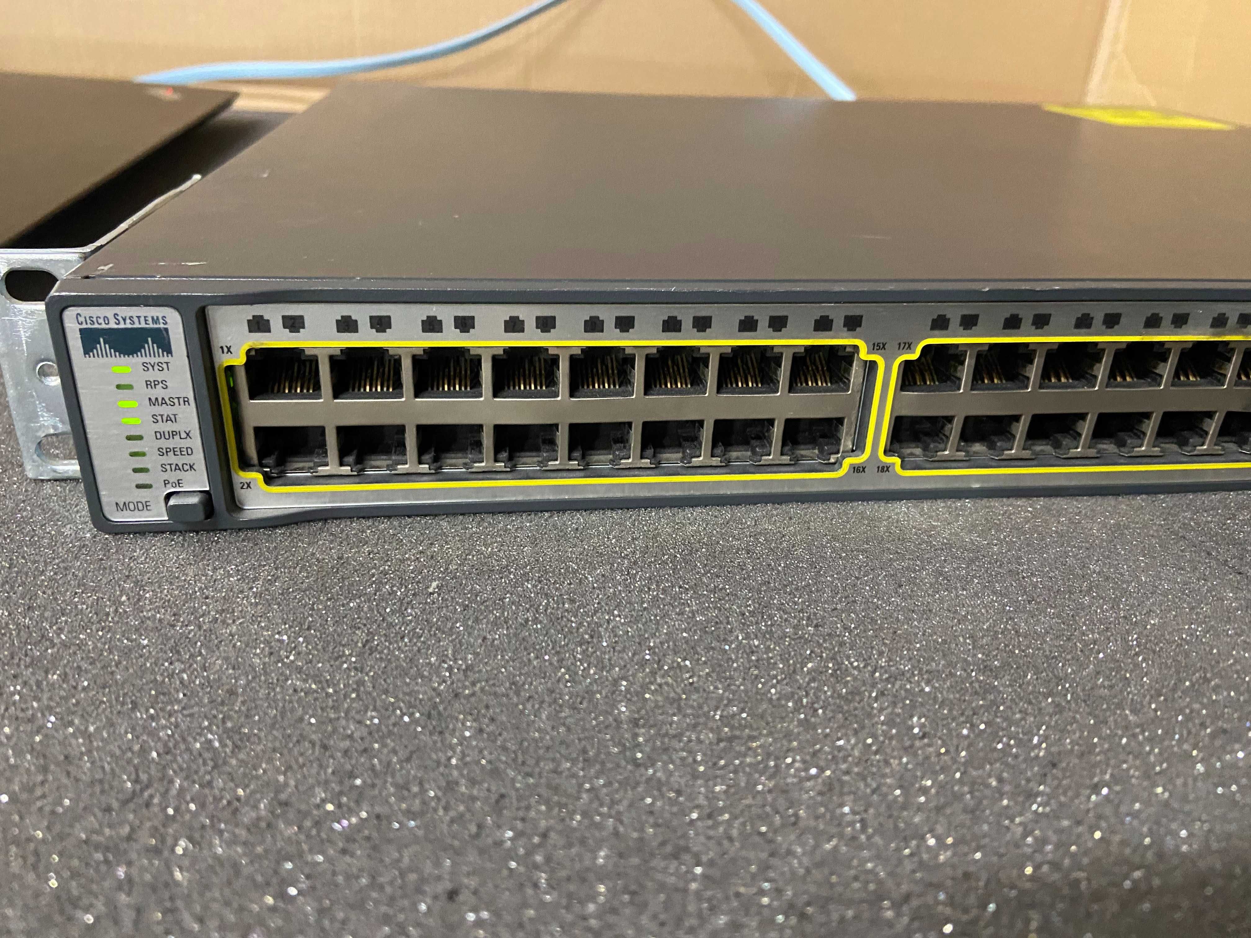 PoE суич Cisco C3750-48P 48 портов камери видеонаблюдение 3750 switch