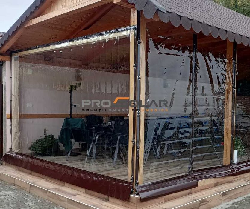 Pereti anti-vant/Rulou transparent/Folie capse/Prelata terasa