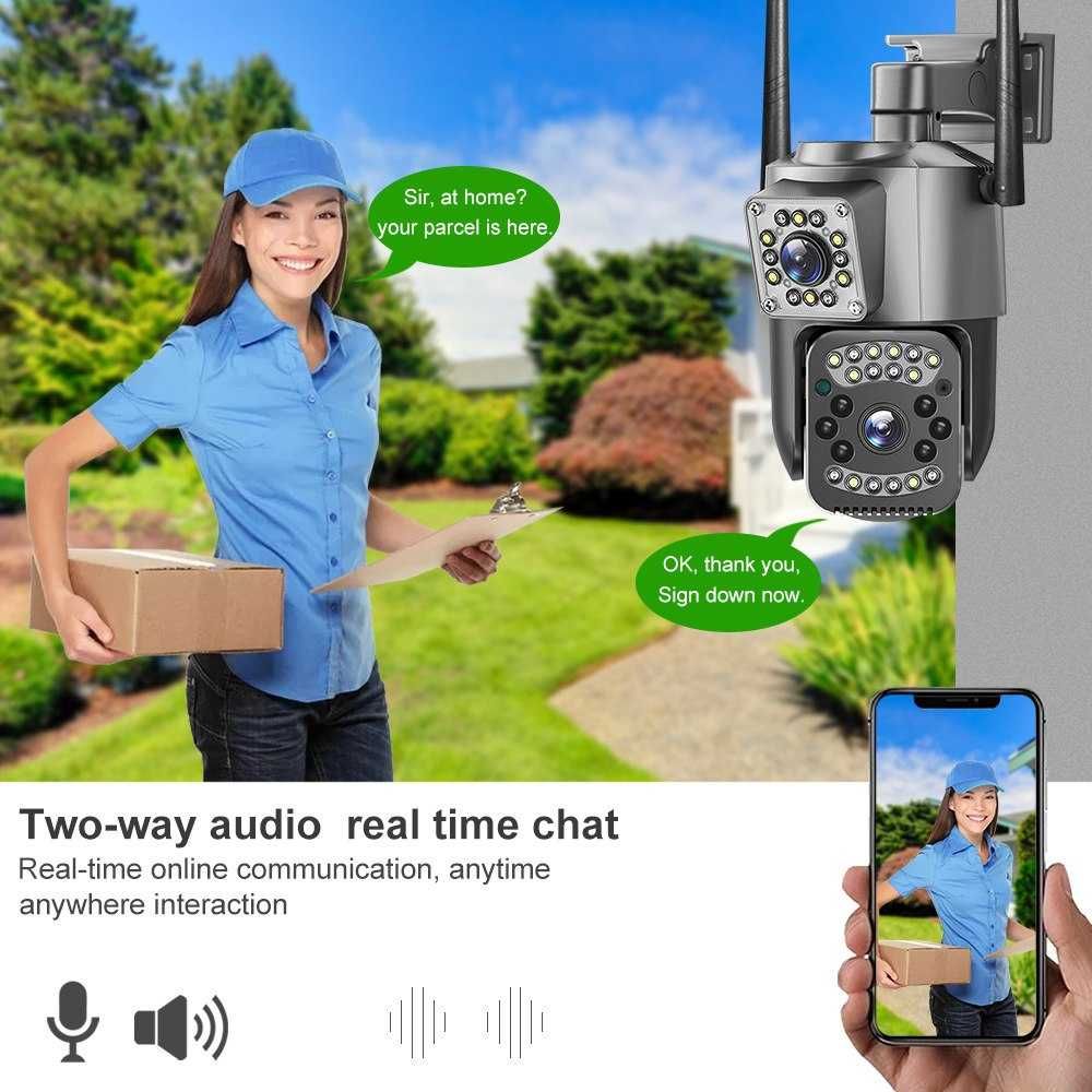 V380 PRO, Wi-FI orqali iishlaydi. 6MP Tashqi smart videokamera