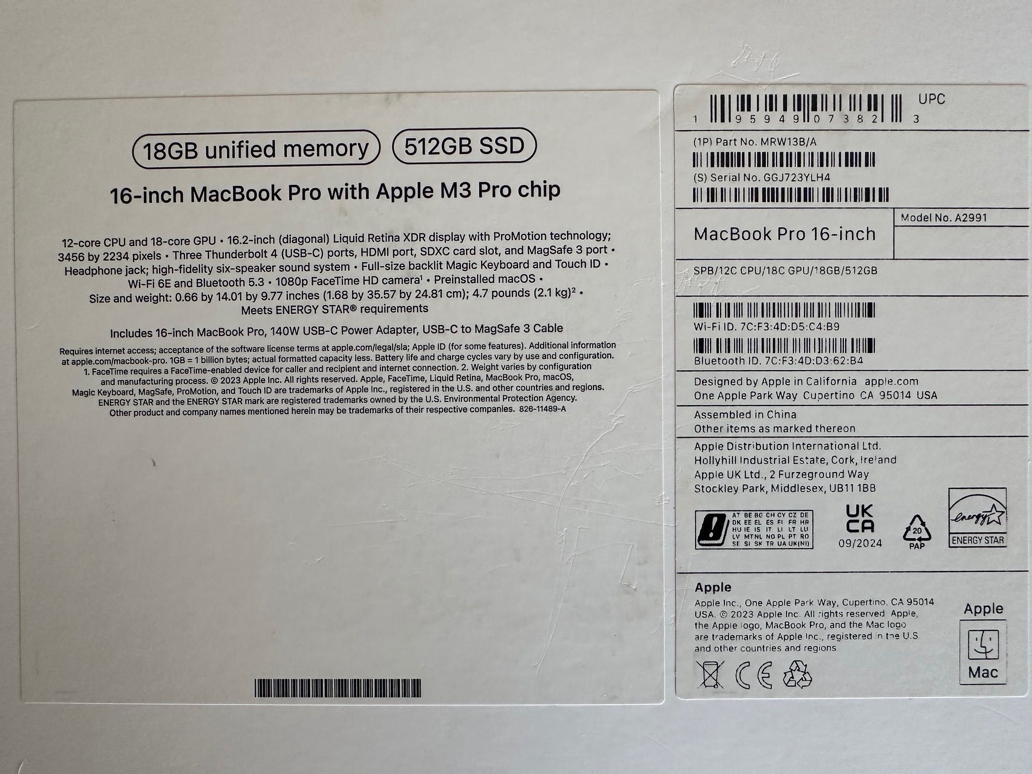 MacBook Pro 16" M3 PRO 12CPU, 18GPU, 18 RAM, 512 SSD/ГАРАНЦИЯ 10.2027г