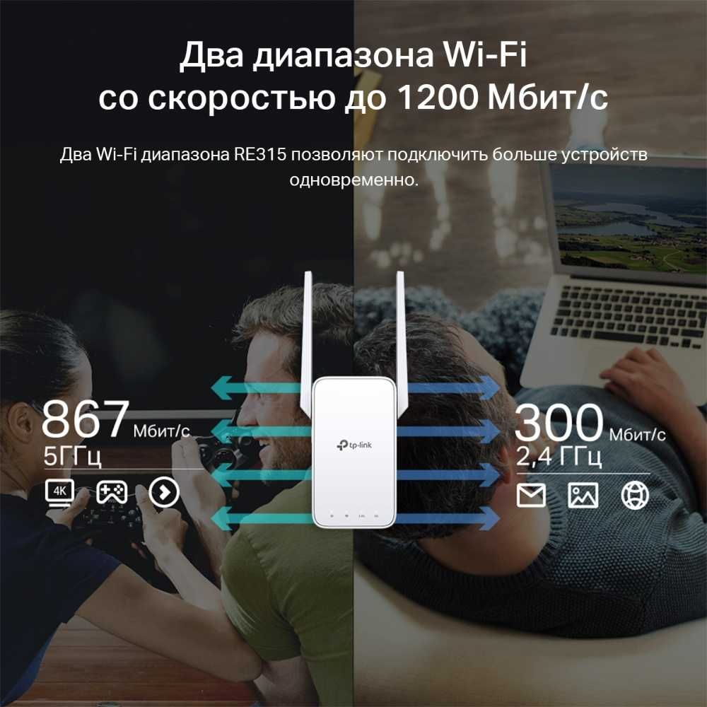 Усилитель сигнала Wi‑Fi TP-link  AC1200 RE315