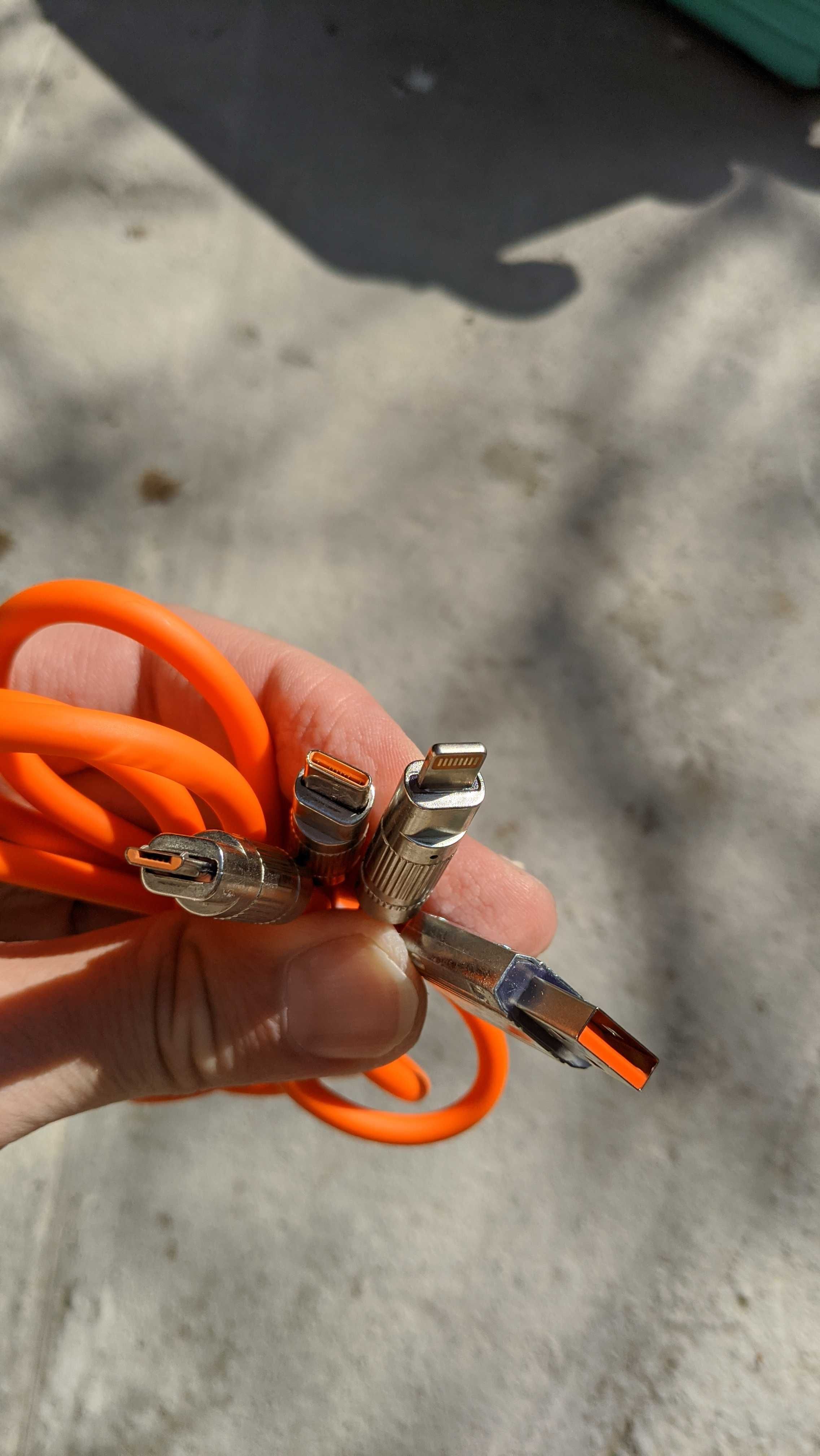 Светящийся кабеля 3в1 - силиконовые - microUSB, Type-C, iPhone