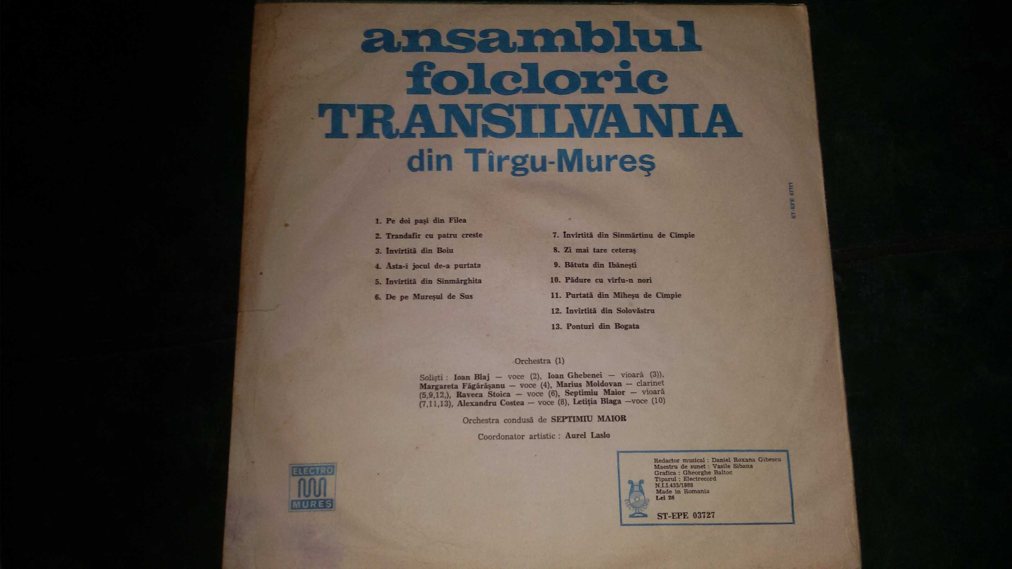 Vinil "jocuri populare românești"/ansamblul folcloric Transilvania