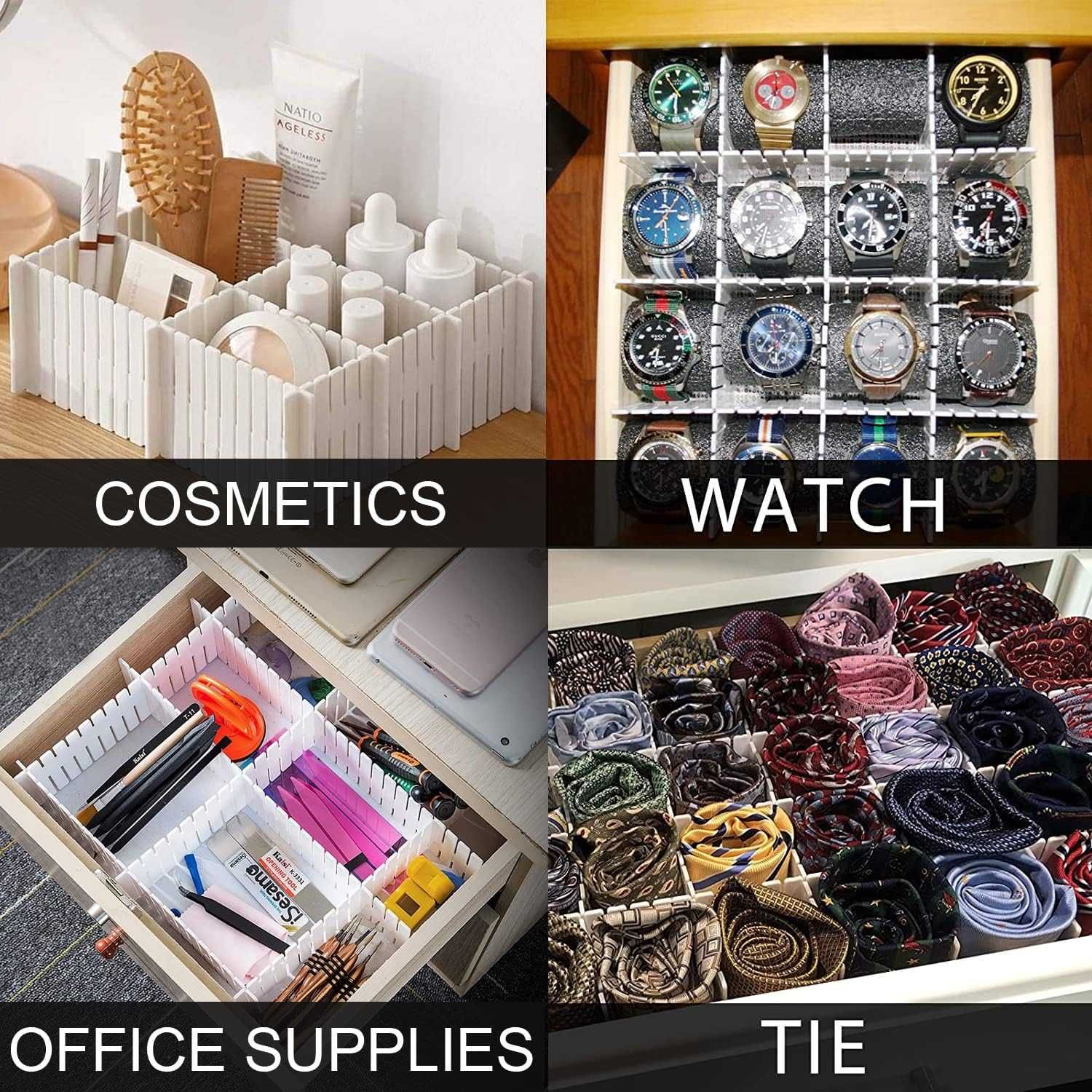 Set 8 separatoare organizatoare pentru sertare usor de montat 47x7 cm