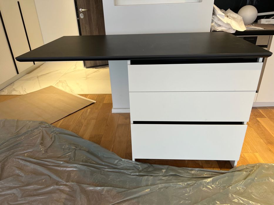 Нов кухненски остров с чекмеджета, бял мат (МДФ)