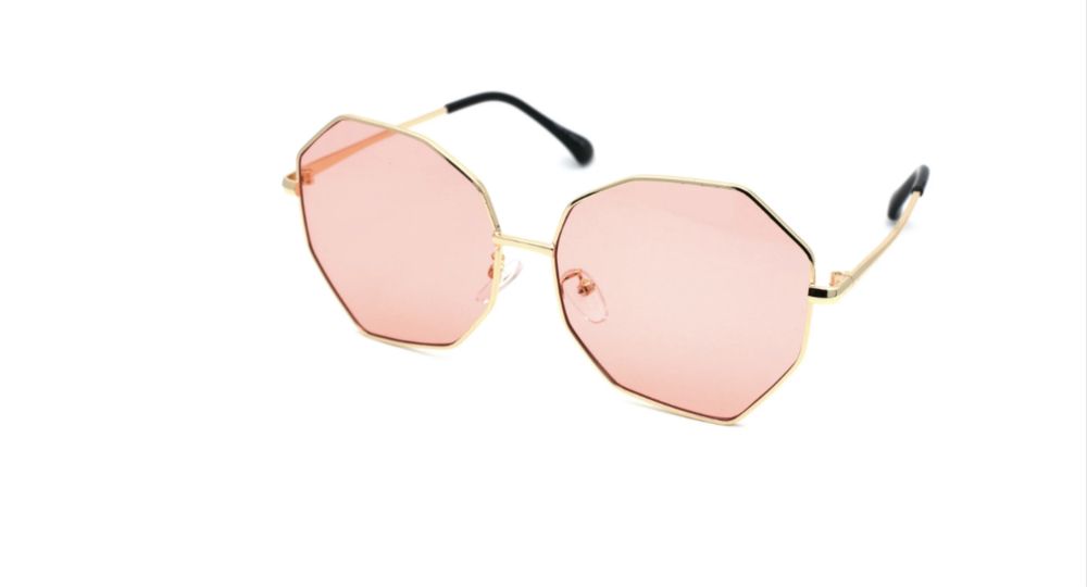 Дамски осмоъгълни големи хипи слънчеви очила с метална рамка