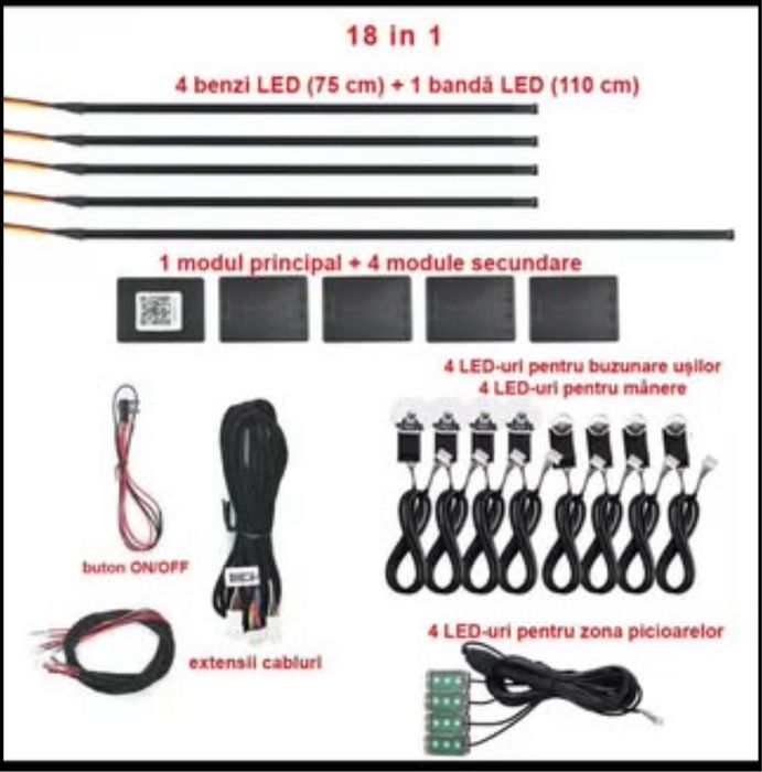 Lumini Ambientale 18 in 1, cu aplicatie IOS/ANDROID