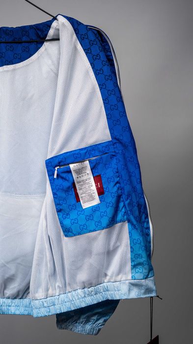 Яке Gucci Printed Technical Poplin Zip Jacket – Gradient Blue