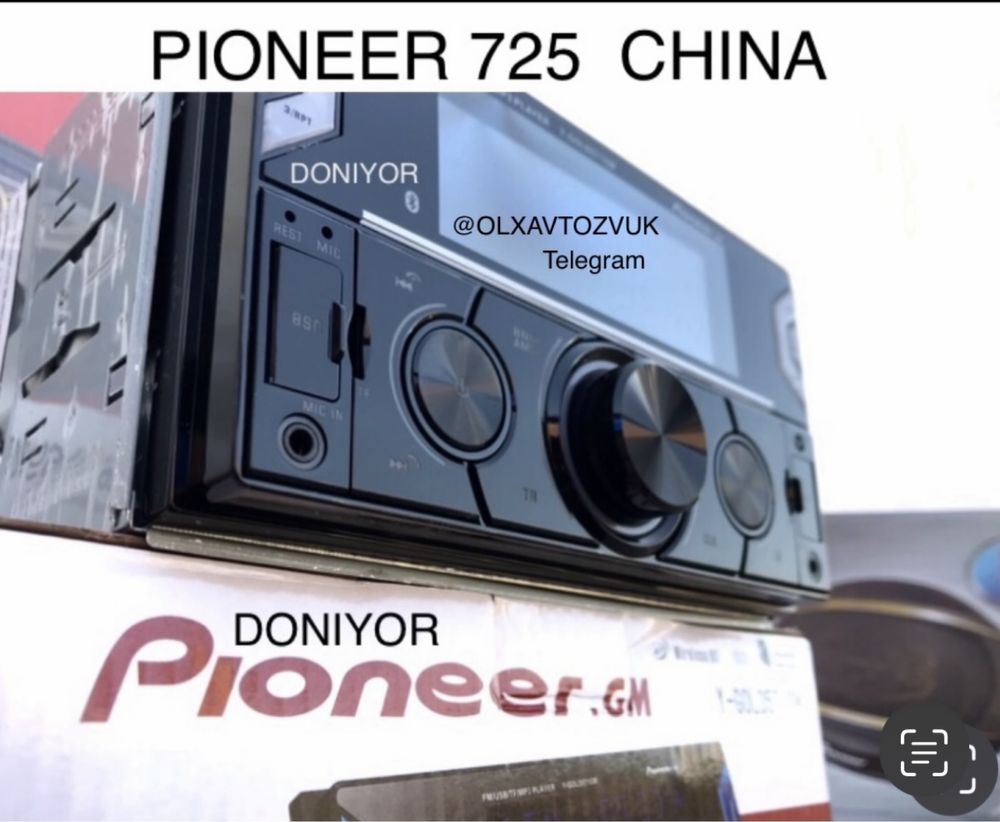 Pioneer 725 xtoy mafon yangi blutus usb aux radio .odiy xtoy emas