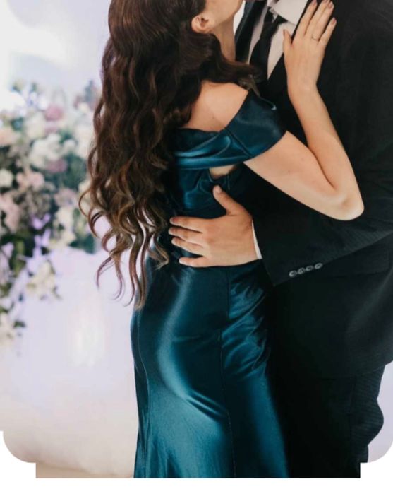 Официална рокля цвят петрол