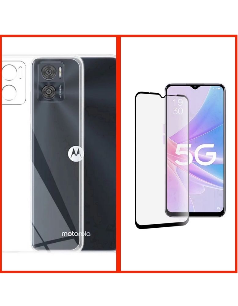 Motorola E13/E22/G54/E78 - Husa TPU Safe Case Clear si Folie Sticla