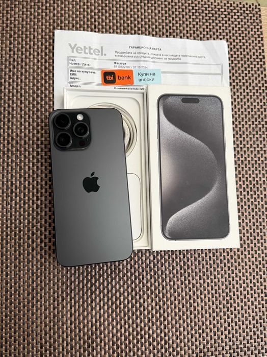 36м гаранция! iPhone 15 Pro MAX Лизинг от 50лв/м BLACK Titanium