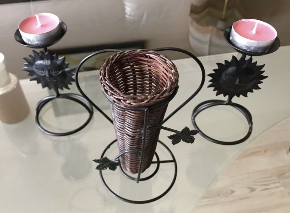 Керамика, табла с цветя и билки, свещници